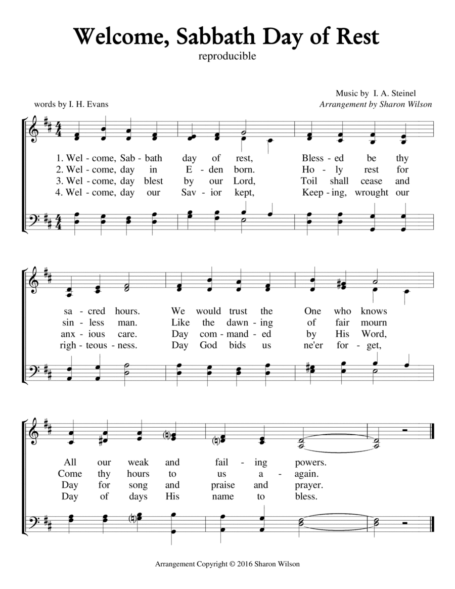 Welcome, Sabbath Day of Rest (Sabbath Celebration) High Voice scores gallery preview page 1