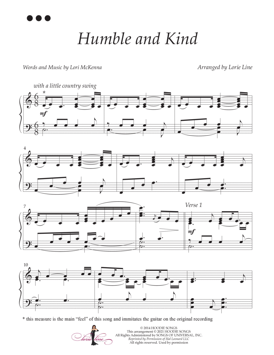 Humble And Kind Piano Solo scores gallery preview page 1