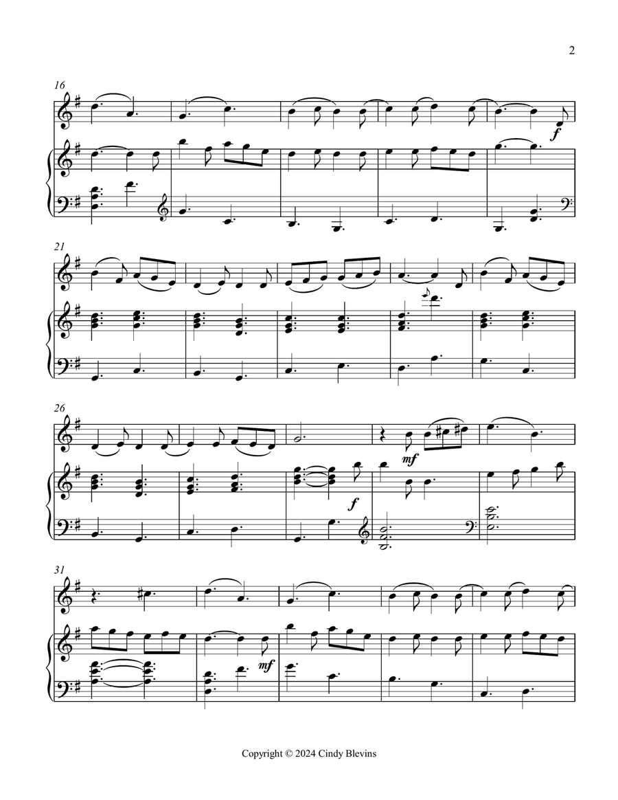 It Came Upon the Midnight Clear, for Piano and Tin Whistle (D) Piano scores gallery preview page 4