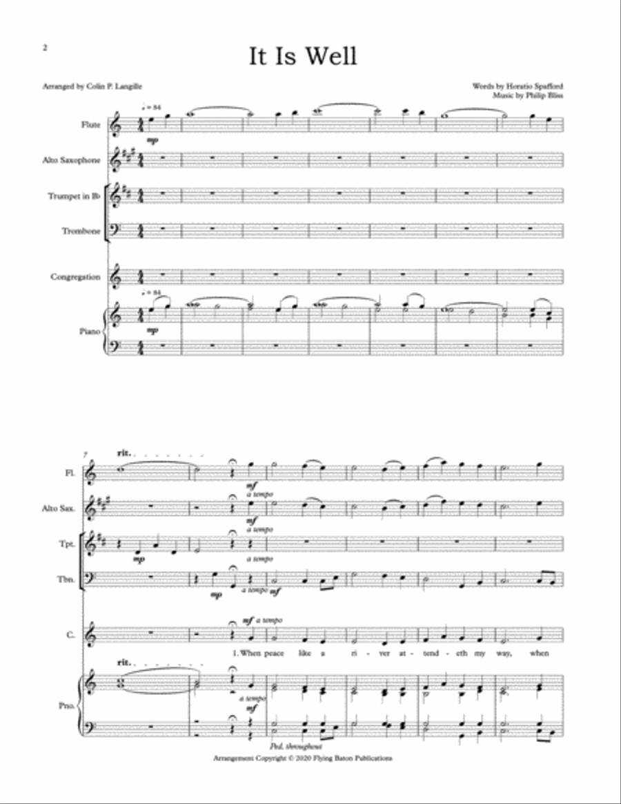 It Is Well Unison Choir scores gallery preview page 2