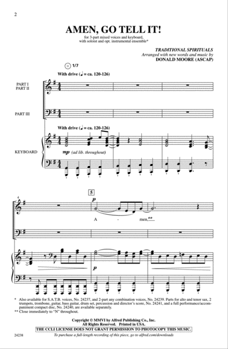 Amen, Go Tell It! 3-Part scores gallery preview page 2