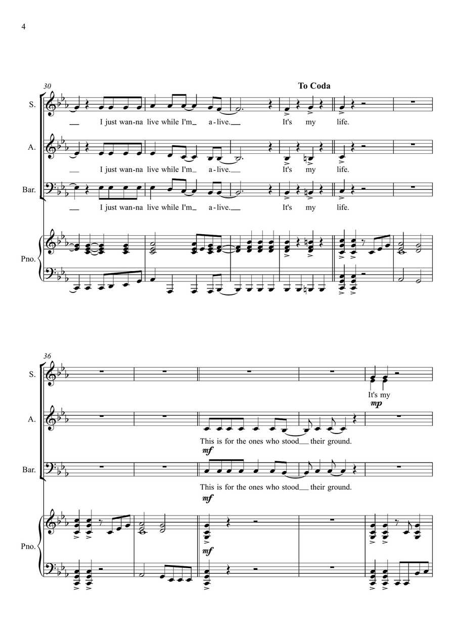 It's My Life 3-Part scores gallery preview page 4