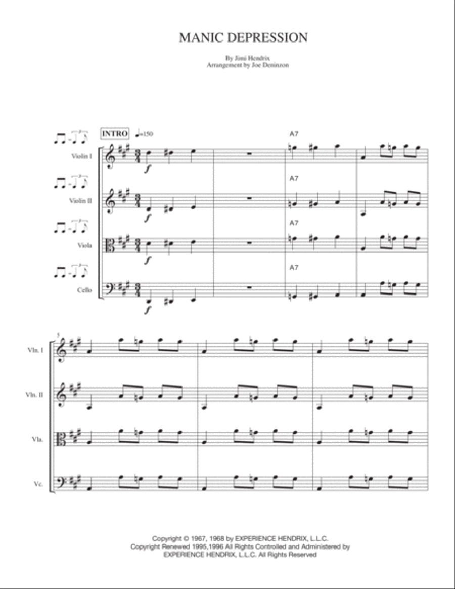 Manic Depression Small Ensemble scores gallery preview page 1