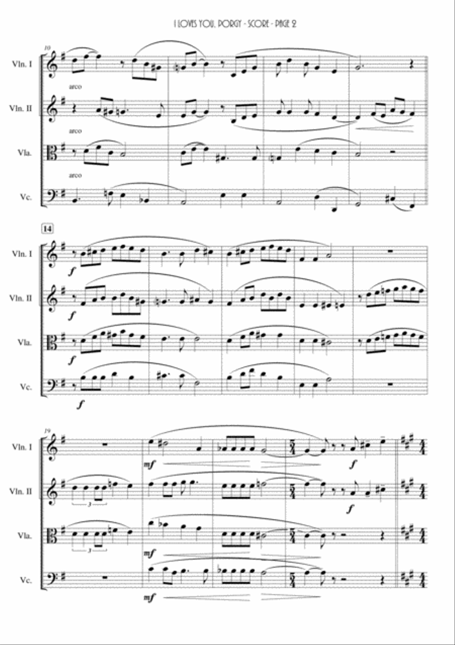 I Loves You, Porgy I Loves You, Porgy String Quartet scores gallery preview page 2