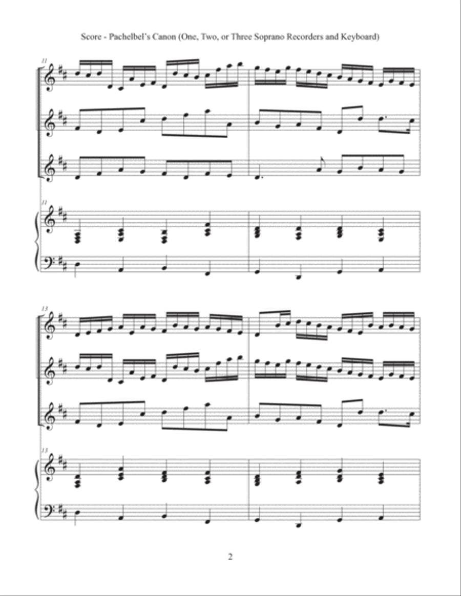 Canon (Soprano Recorder and Keyboard) Bassoon scores gallery preview page 3