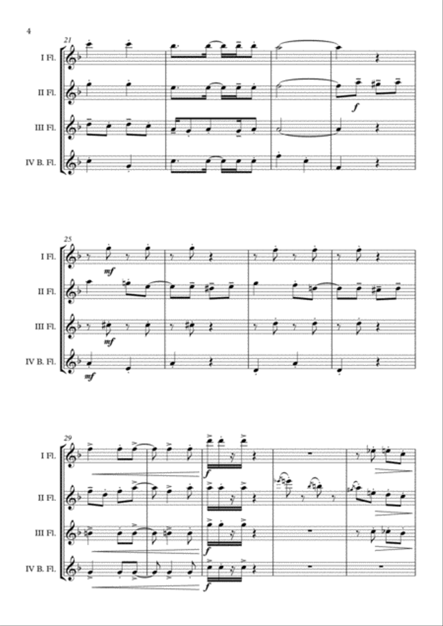 Wallace And Gromit Theme Wallace And Gromit Theme Flute Quartet scores gallery preview page 5