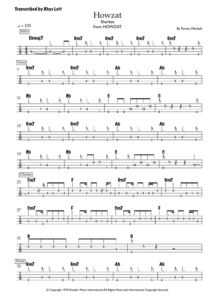 Howzat Acoustic Guitar scores gallery preview page 1