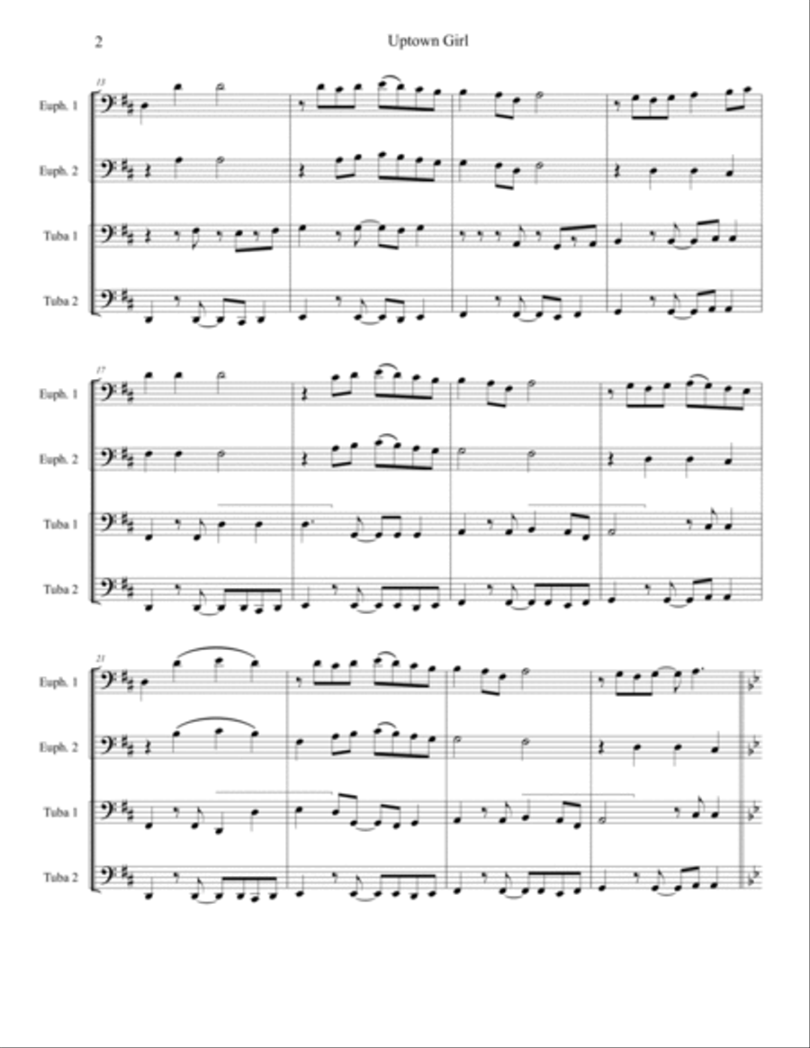 Uptown Girl Brass Quartet scores gallery preview page 2