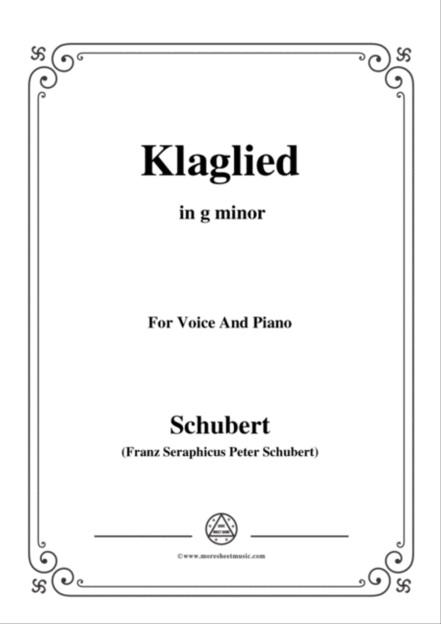Schubert-Klaglied,Op.131 No.3,in g minor,for Voice&Piano Voice scores gallery preview page 1