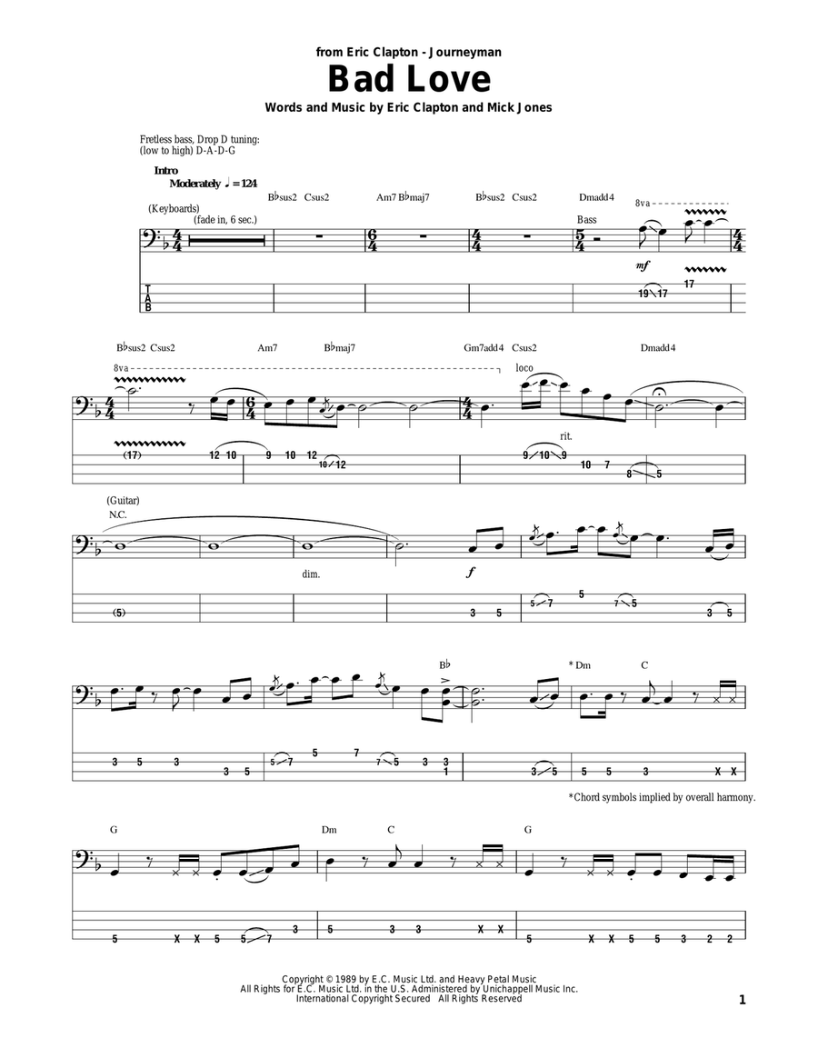 Bad Love Acoustic Guitar scores gallery preview page 1