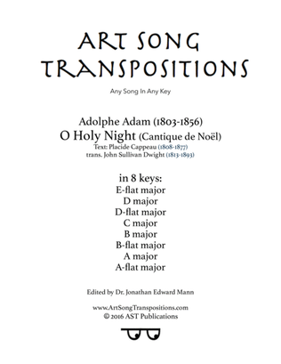 Book cover for ADAM: O Holy Night (in 8 keys: E-flat, D, D-flat, C, B, B-flat, A, A-flat major)