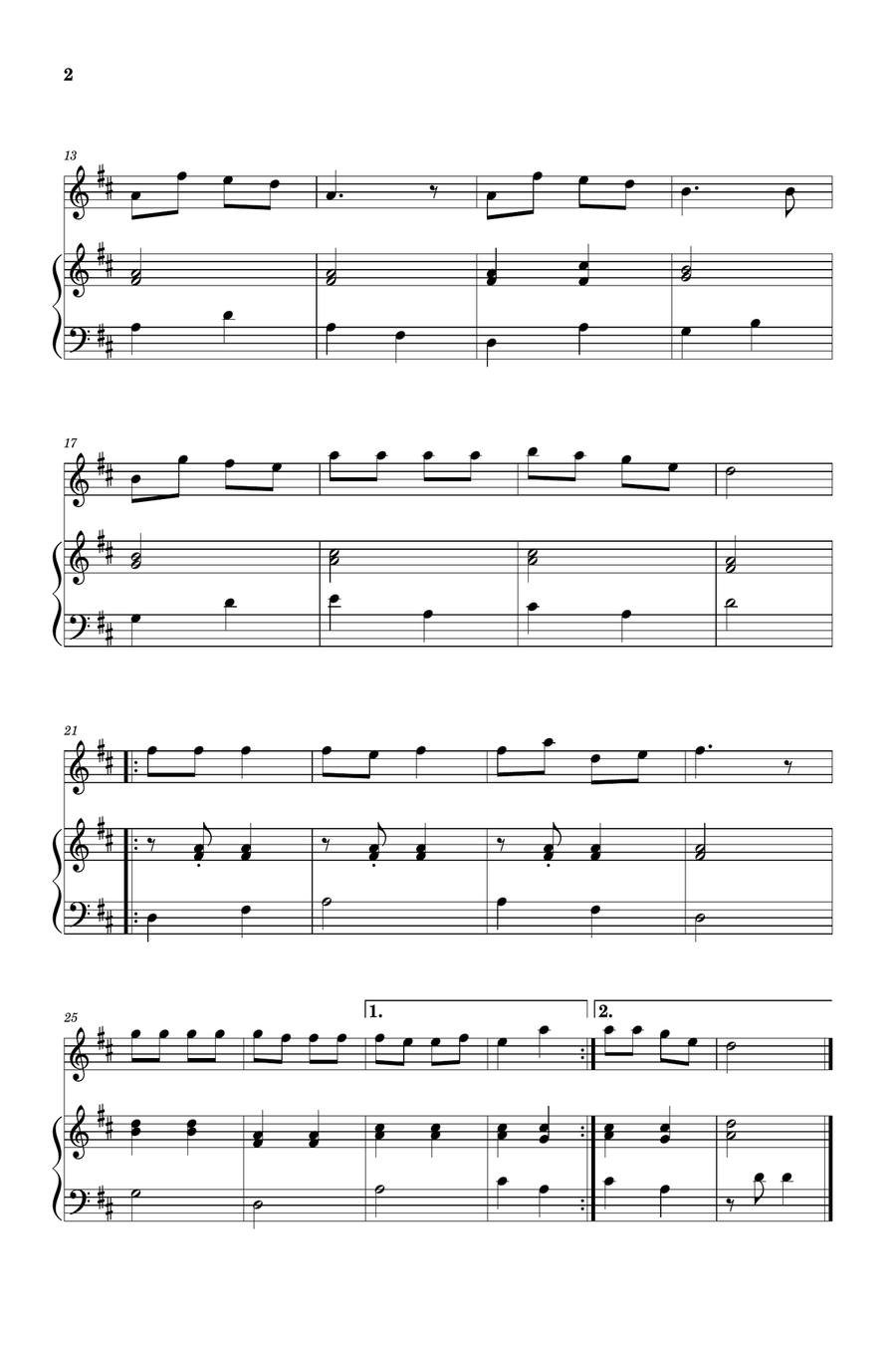 Jingle Bells for Flute and Piano ( Easy - Beginner) Flute scores gallery preview page 2