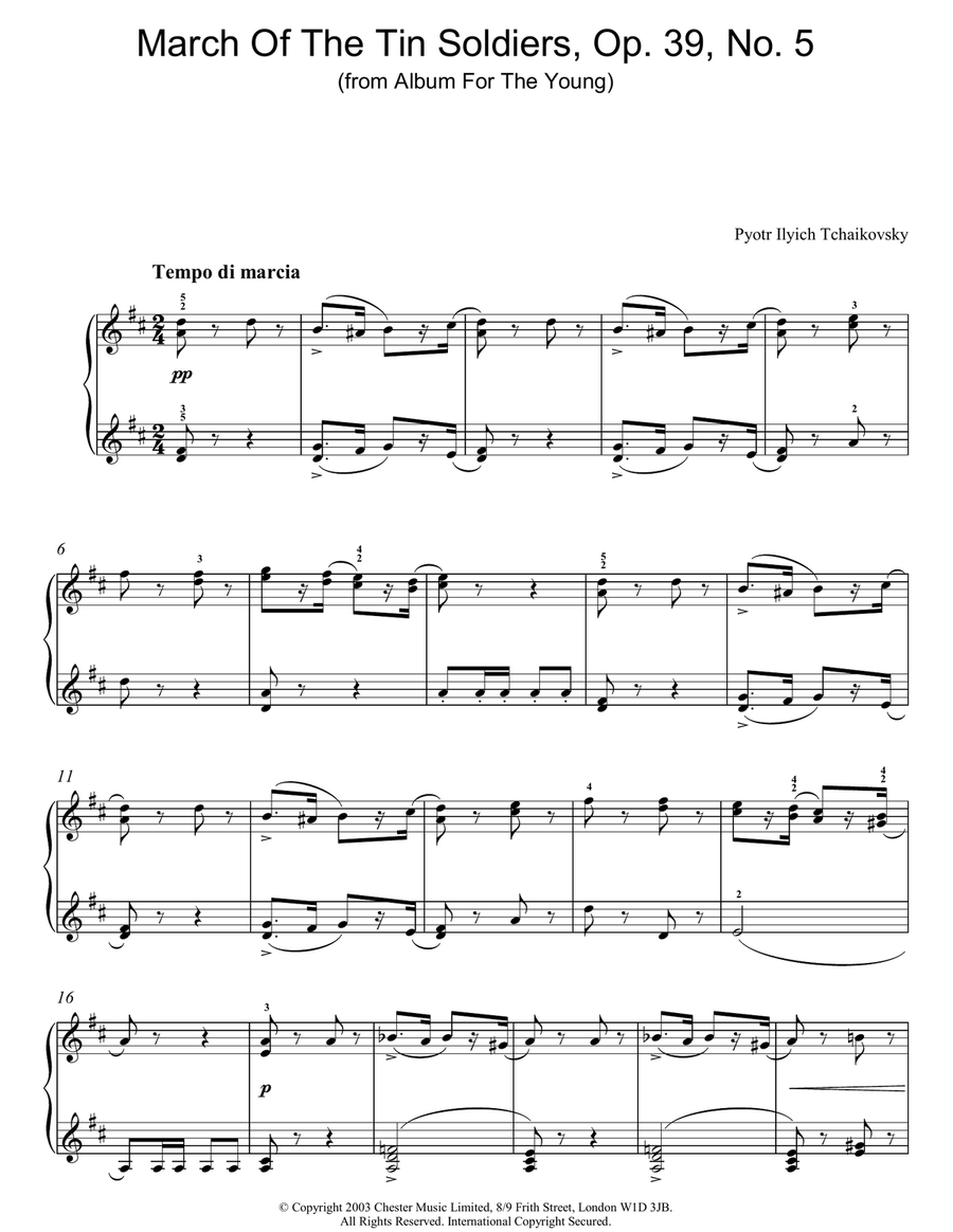 March Of The Tin Soldiers, Op. 39, No. 5 (from Album For The Young) Piano Solo scores gallery preview page 1