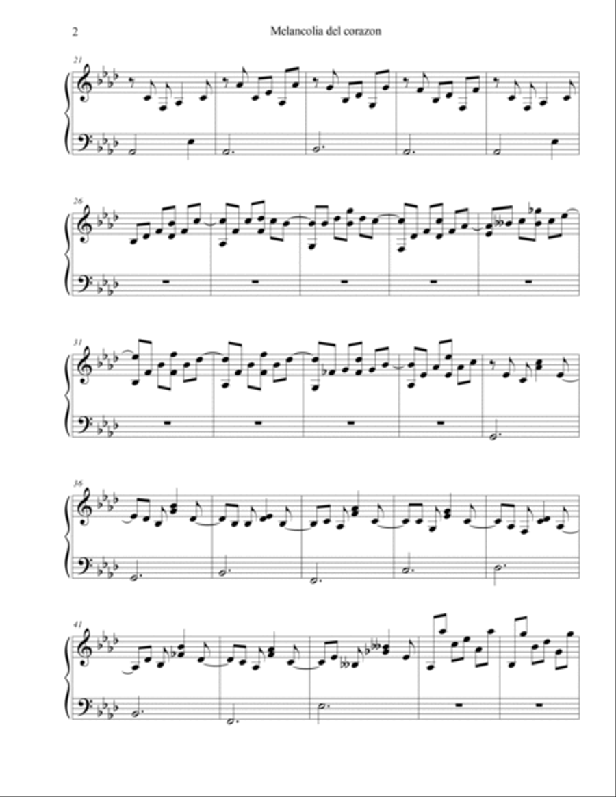 MELANCOLIA DEL CORAZON MELANCOLIA DEL CORAZON Piano Solo scores gallery preview page 2