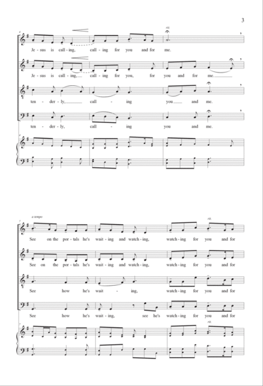 Softly and Tenderly 4-Part scores gallery preview page 3