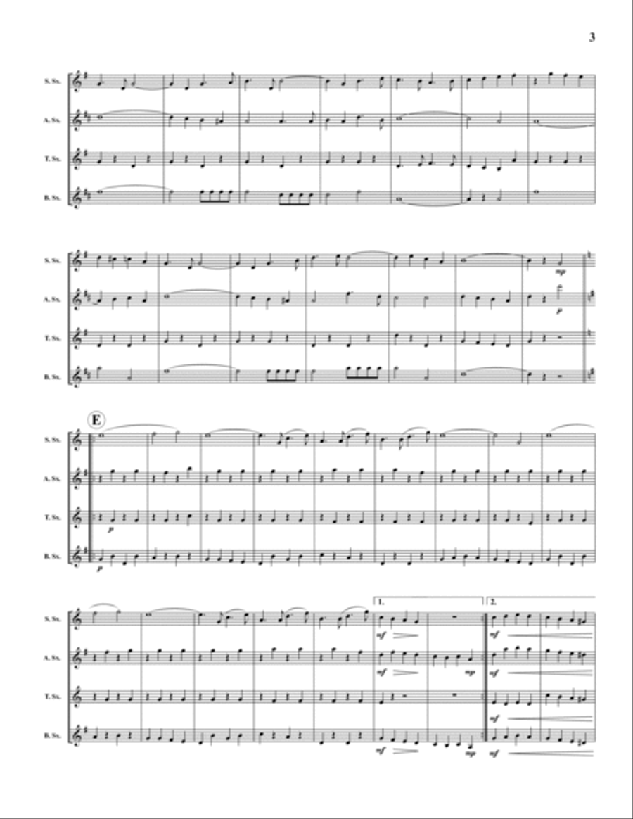 Thunderer March Saxophone Quartet scores gallery preview page 3