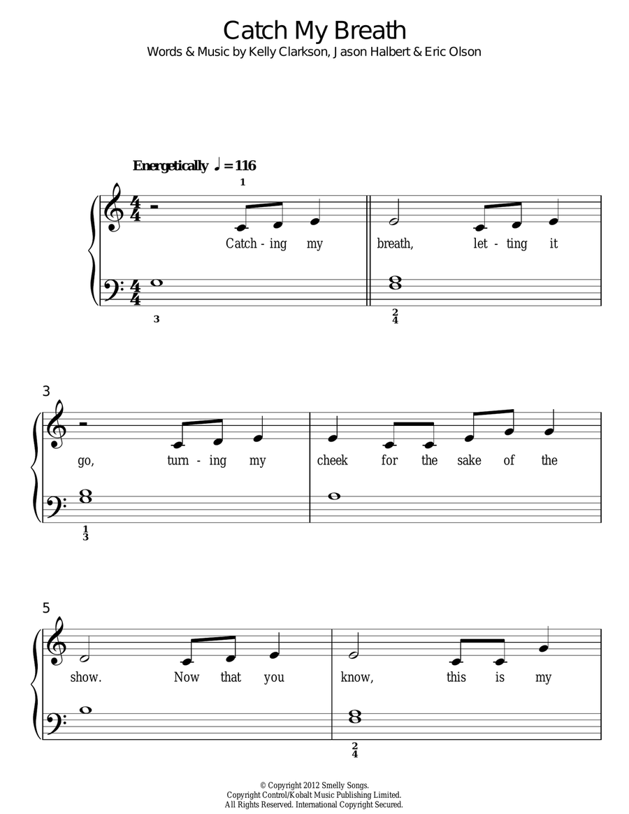 Catch My Breath Catch My Breath Easy Piano scores gallery preview page 1