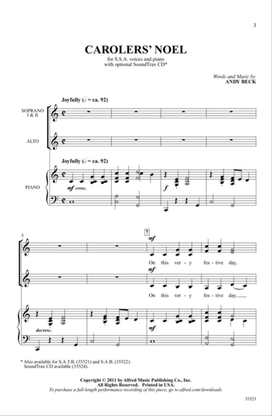 Carolers' Noel SSA scores gallery preview page 1