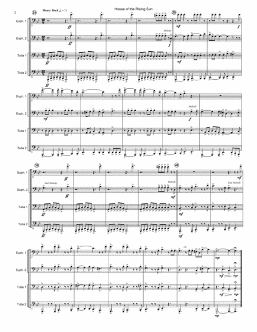 House of the Rising Sun Brass Ensemble scores gallery preview page 2
