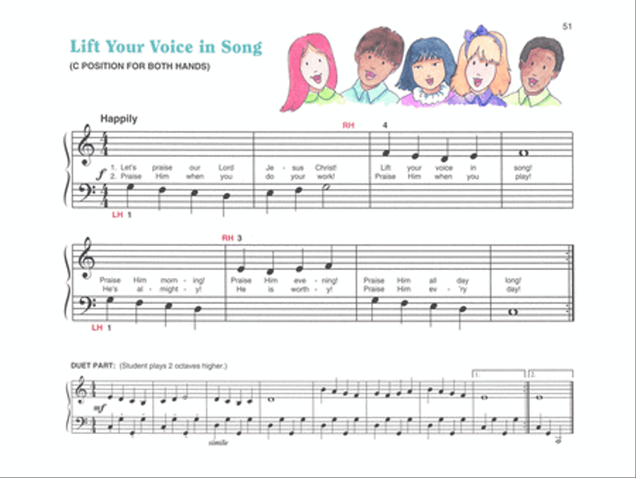 Alfred's Basic All-in-One Sacred Course, Book 1 Piano Method scores gallery preview page 3