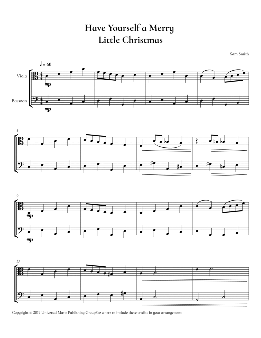 Have Yourself A Merry Little Christmas Score and Parts scores gallery preview page 1