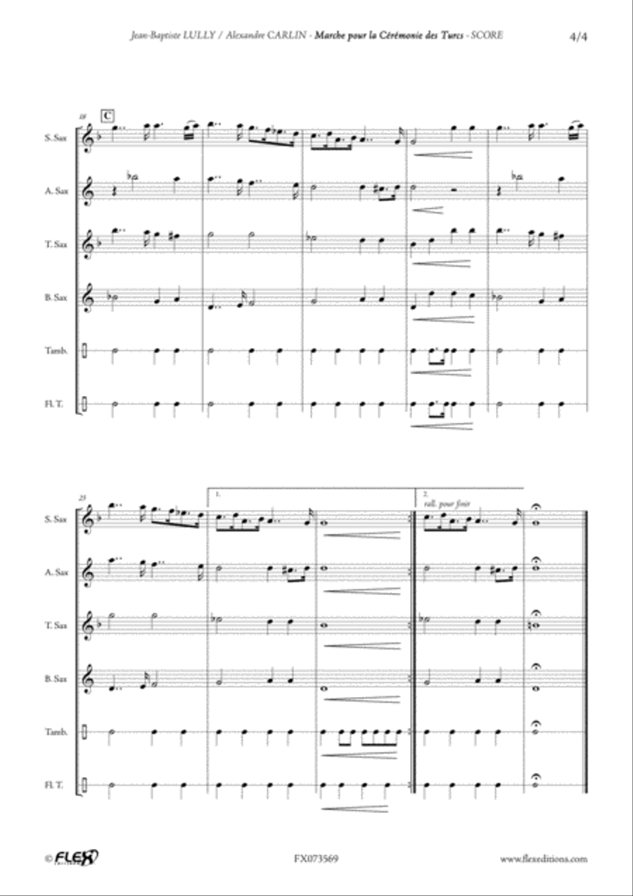 Marche pour la Ceremonie des Turcs Tenor Saxophone scores gallery preview page 4