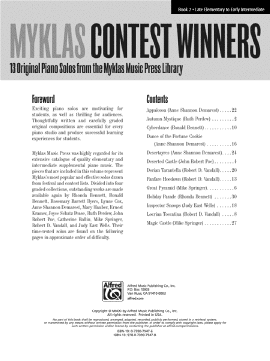 Myklas Contest Winners, Book 2 Easy Piano scores gallery preview page 2