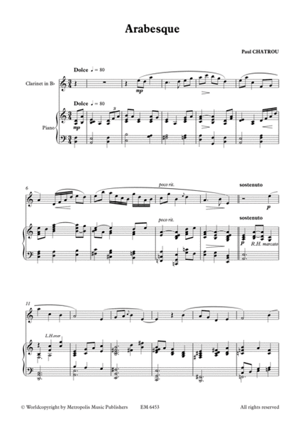 Arabesque for Clarinet and Piano