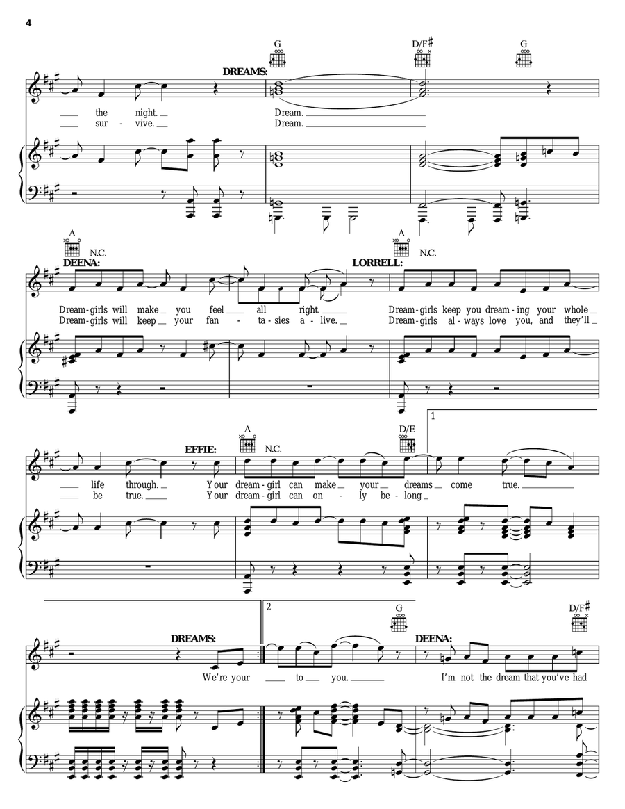 Dreamgirls Piano, Vocal, Guitar scores gallery preview page 4