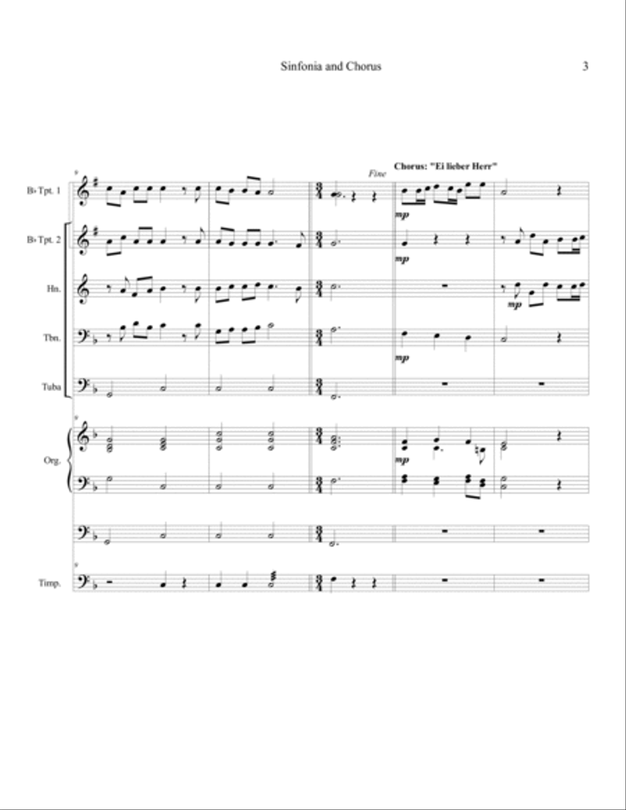"Sinfonia and Chorus" (from 'Ihr lieben Christen') - brass quintet, organ or piano, opt timpani image number null