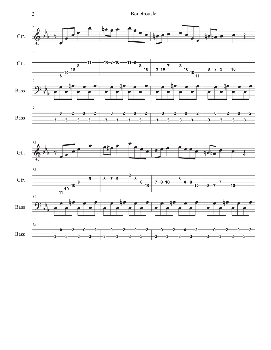 Bonetrousle (from Undertale) Bass Guitar Tablature scores gallery preview page 2