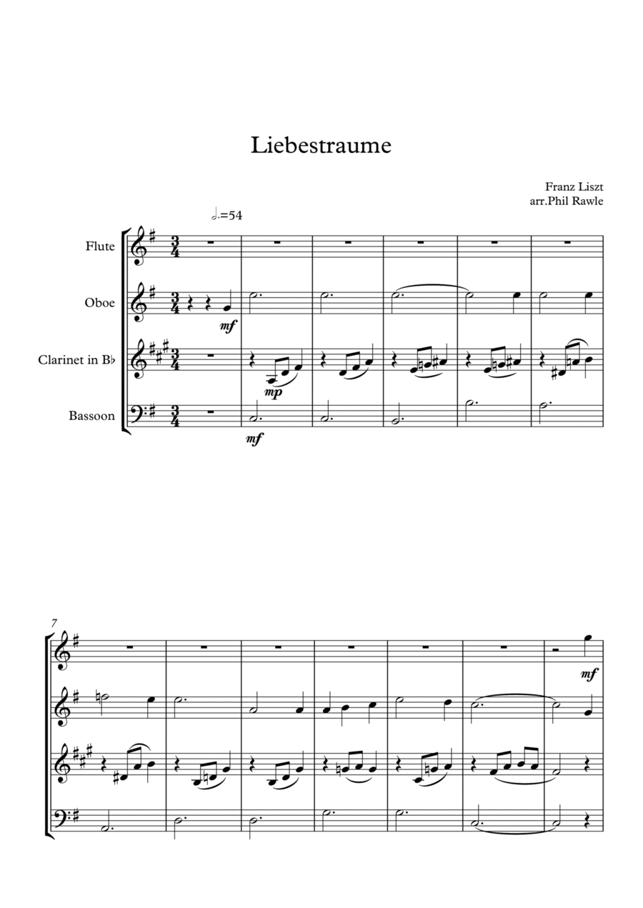 Liebestraume - Wind Quartet Woodwind Quartet scores gallery preview page 1
