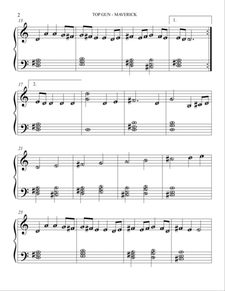 Top Gun: Maverick (main Theme) Easy Piano scores gallery preview page 2