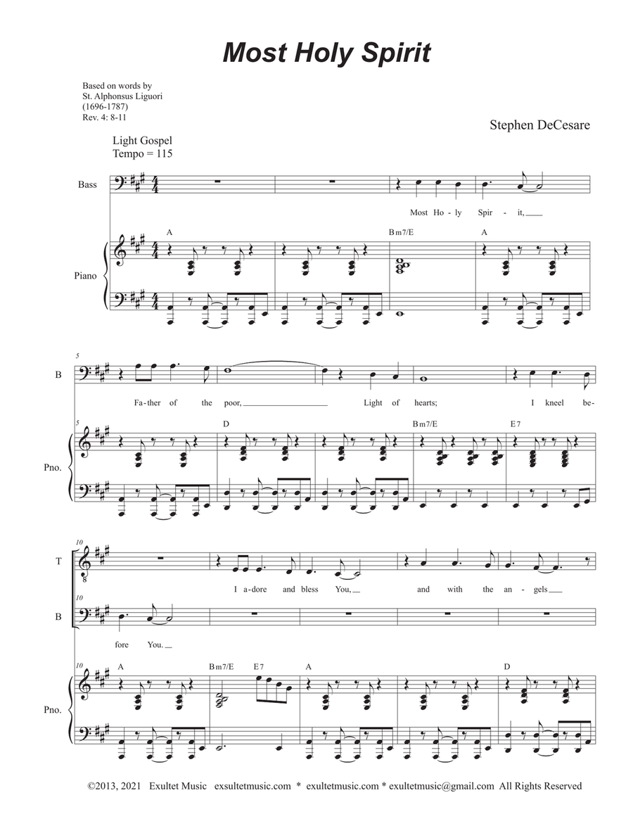 Most Holy Spirit (Duet for Tenor and Bass solo) Tenor Voice scores gallery preview page 1