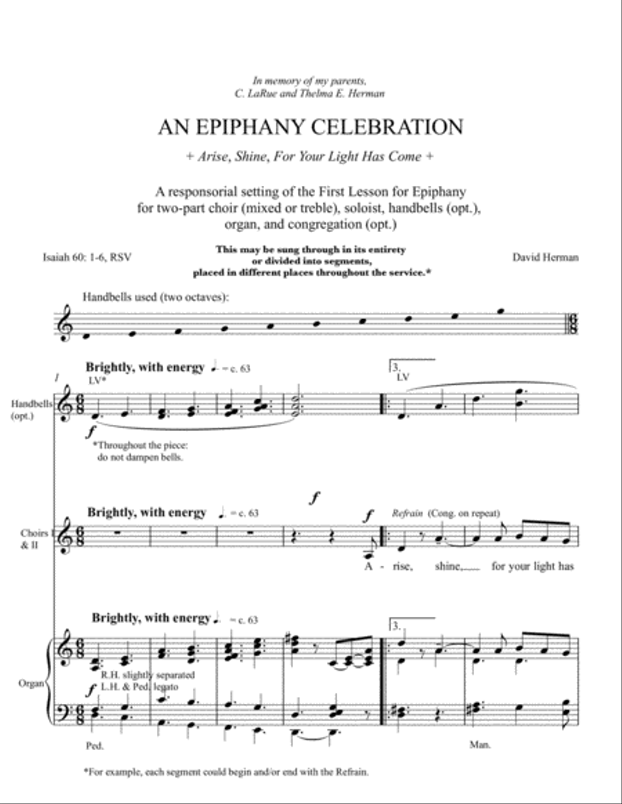 Arise, Shine, For Your Light Has Come Unison Choir scores gallery preview page 1