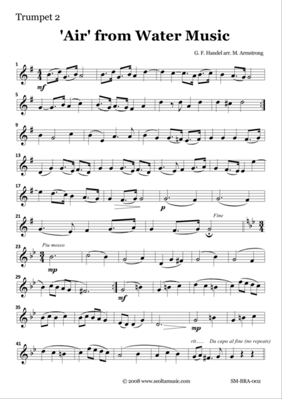 'Air' from Water Music Brass Ensemble scores gallery preview page 6