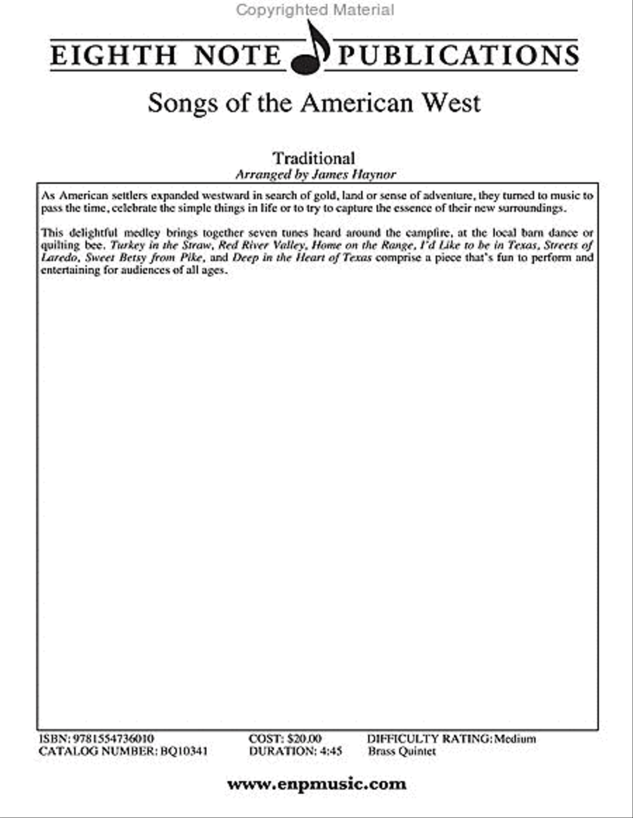 Songs of the American West Brass Quintet scores gallery preview page 2