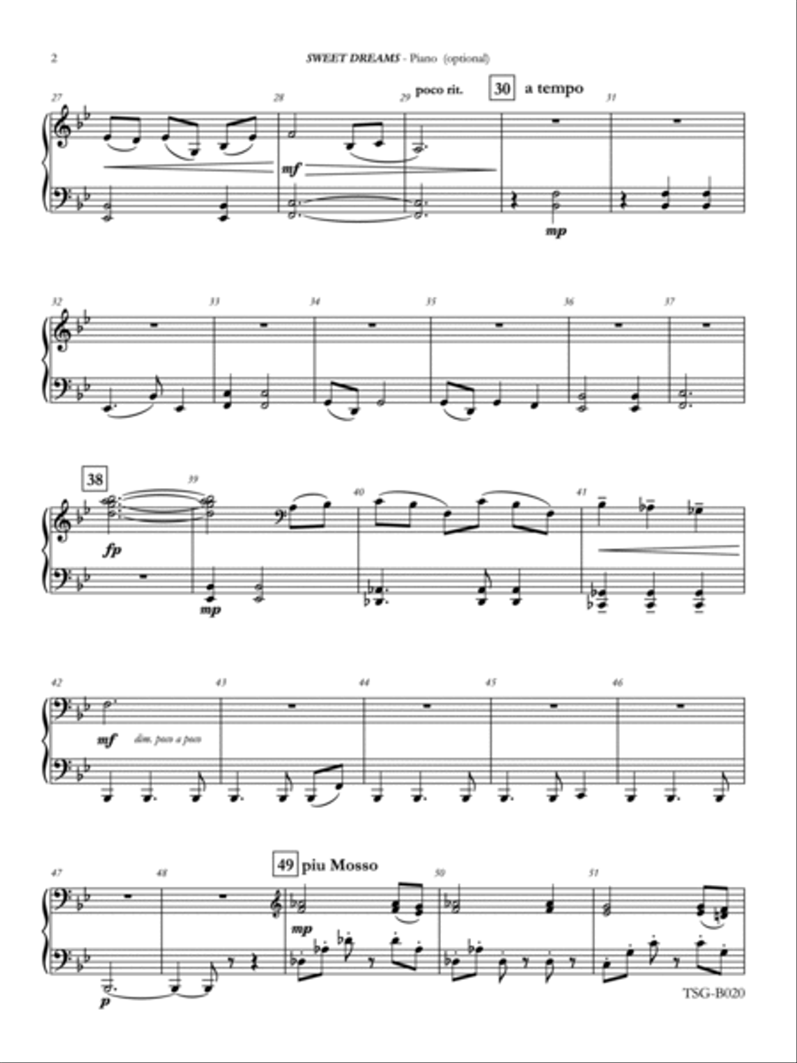 Sweet Dreams: Piano Accompaniment Concert Band scores gallery preview page 2