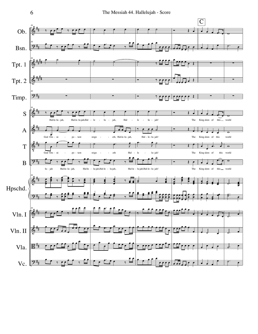 Hallelujah from The Messiah for Choir and Chamber Orchestra 4-Part scores gallery preview page 6