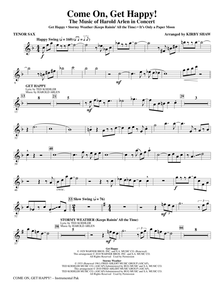 Come On, Get Happy! The Music Of Harold Arlen In Concert (Medley) - Tenor Sax Choir scores gallery preview page 1