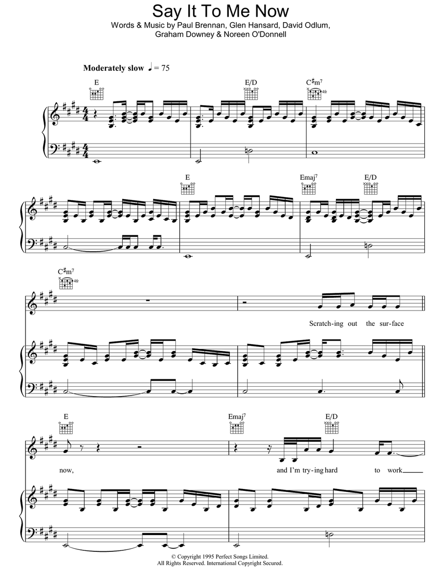 Say It To Me Now (from Once) Piano, Vocal, Guitar scores gallery preview page 1