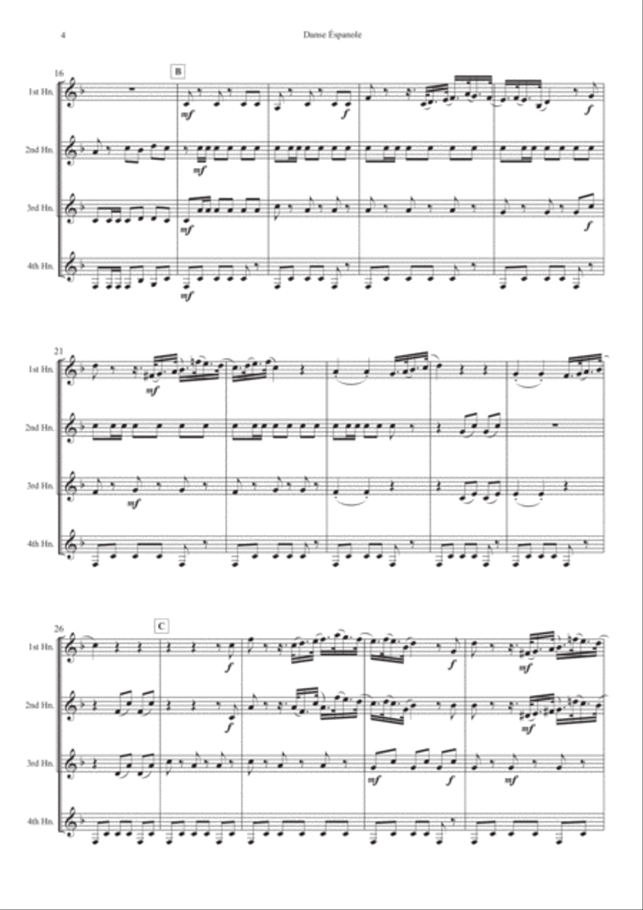 Spanish Dance from Swan Lake for French Horn Quartet Spanish Dance from Swan Lake for French Horn Quartet French Horn Quartet scores gallery preview page 4