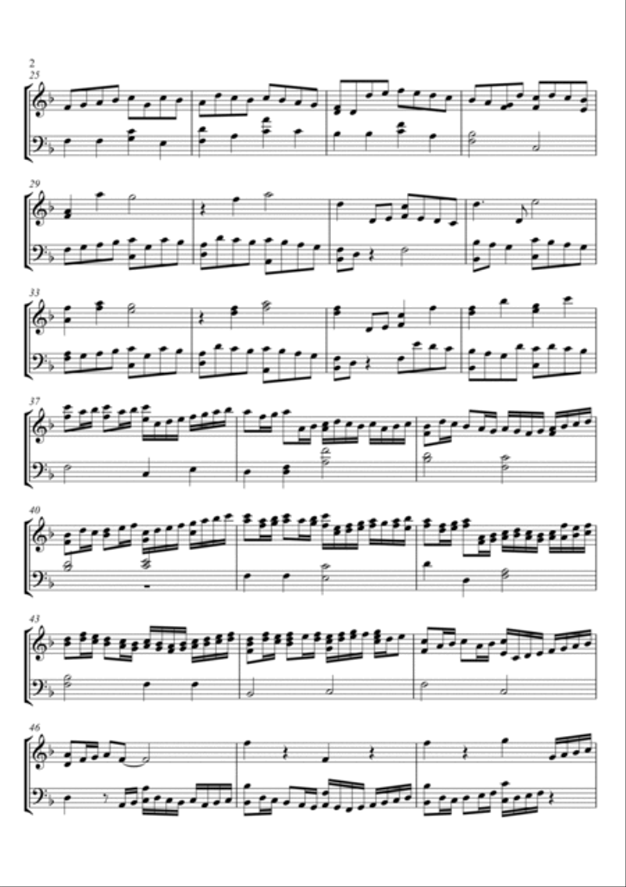 Johann Pachelbel - Canon in D - F major key Piano Solo scores gallery preview page 2