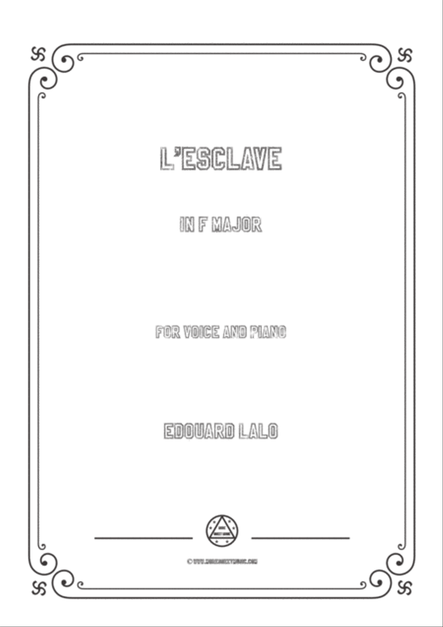 Lalo-L'esclave in F Major,for Voice and Piano Voice Solo scores gallery preview page 1