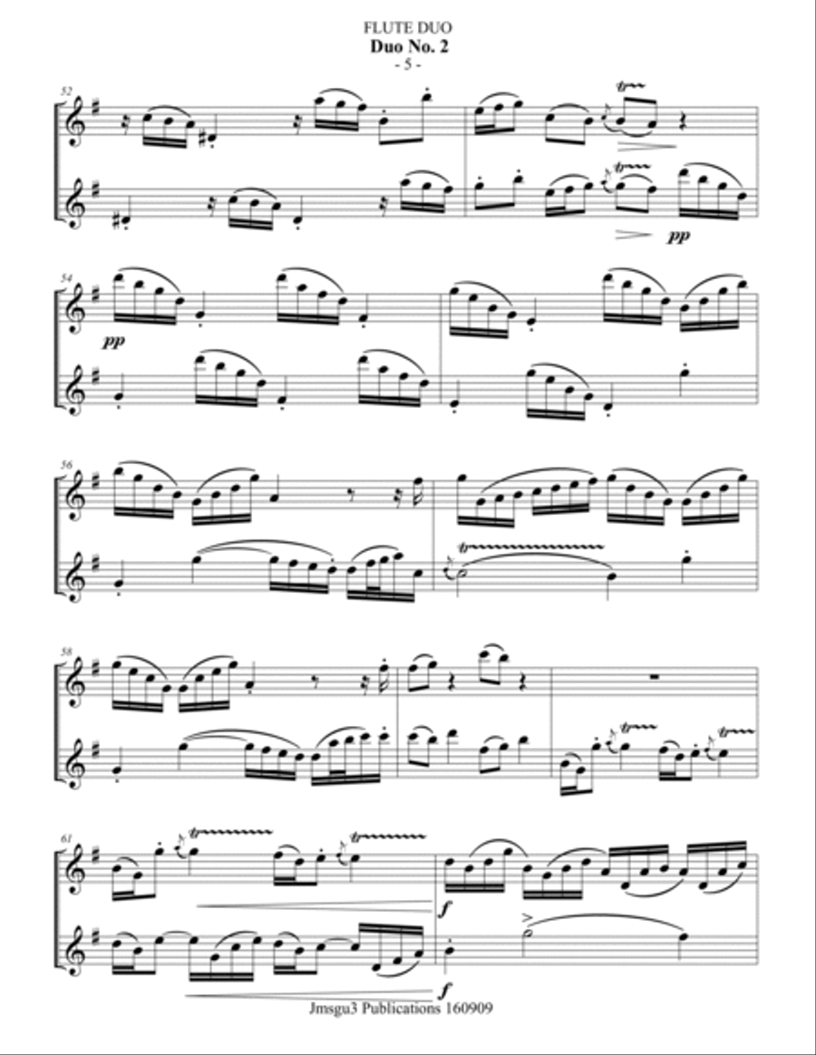 WF Bach: Duet No. 2 for Flute Duo Flute Duet scores gallery preview page 5