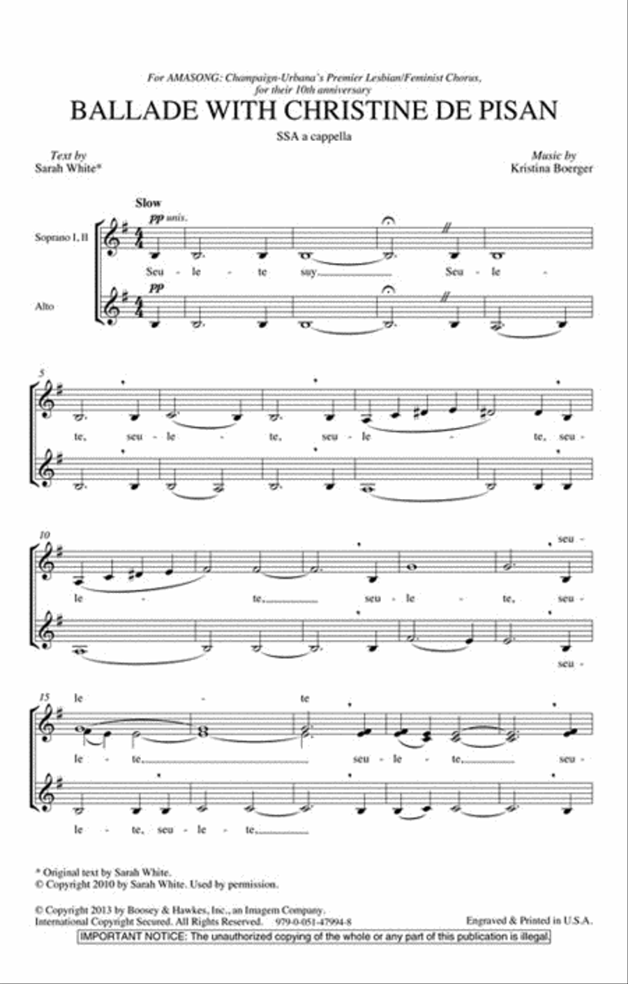 Ballade with Christine de Pisan SSA scores gallery preview page 2