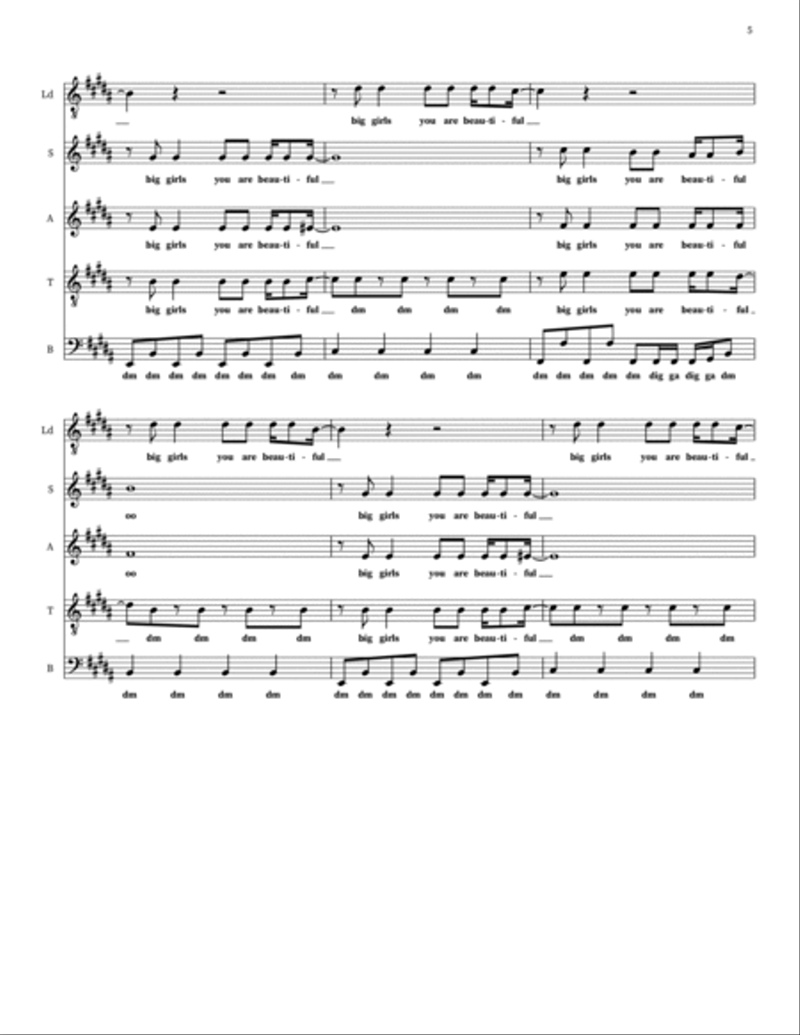 Big Girl (You Are Beautiful) 4-Part scores gallery preview page 5