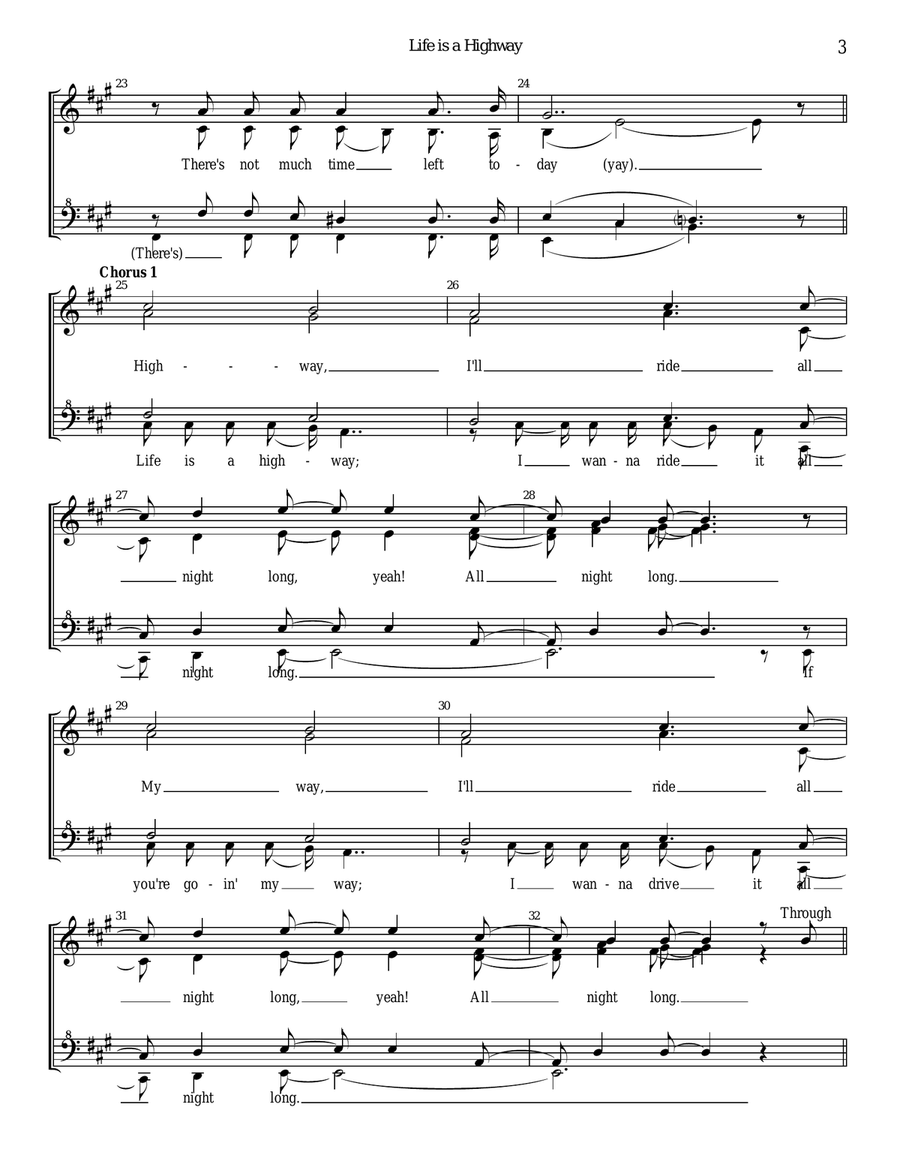 Life Is A Highway SSAA scores gallery preview page 3