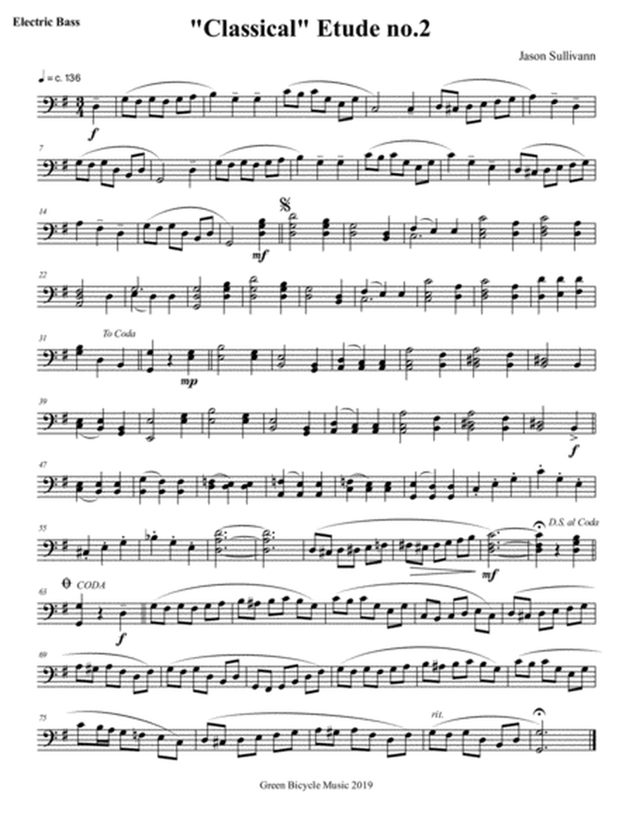 Six 'Classical' Etudes for Electric Bass
