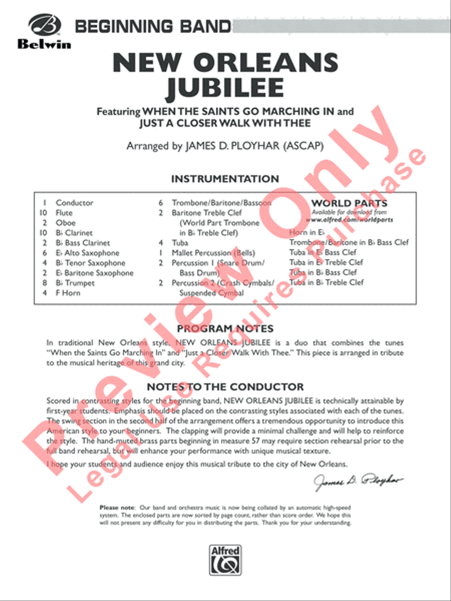 New Orleans Jubilee Concert Band scores gallery preview page 2